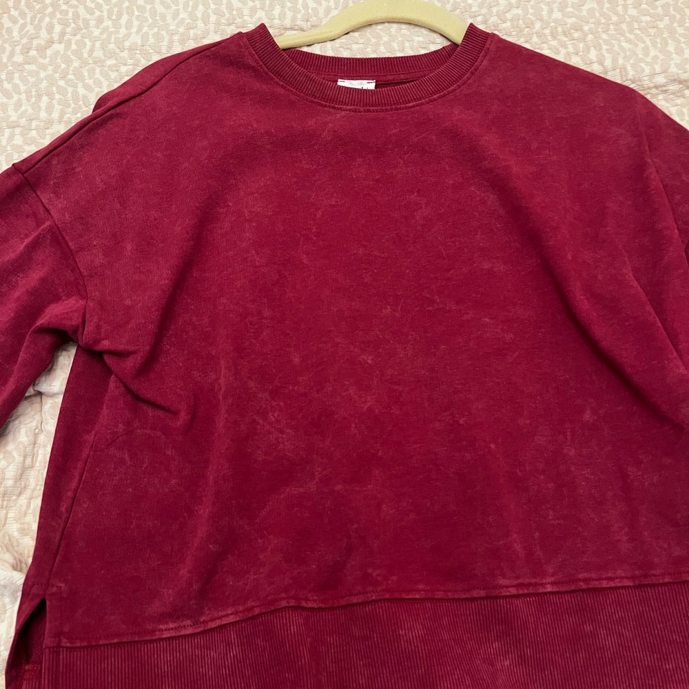 Francesca's Collections Deep Red Crew Neck Sweater